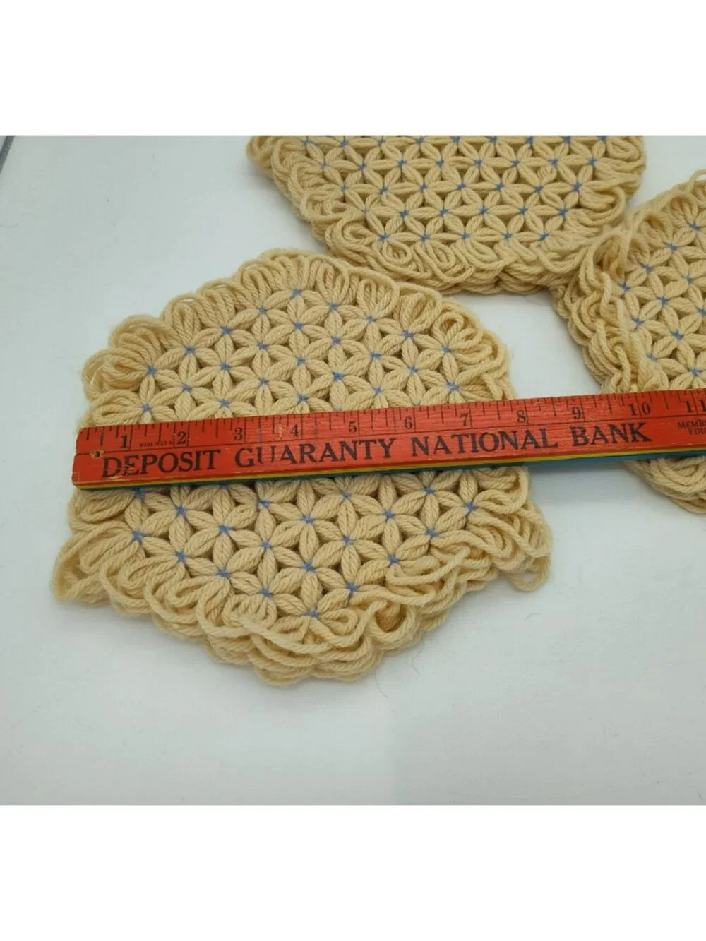Vintage Daisy Loom Yarn Trivet & Coaster Lot, Cottagecore Cottage Granny Grandma